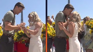 Olympian Justin Best Surprises Girlfriend With EPIC PROPOSAL on Live TV [upl. by Affay]