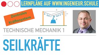 Seilkräfte Aufgabe – Technische Mechanik 1 – Stereostatik [upl. by Pandolfi905]