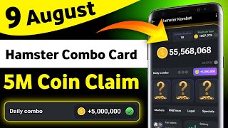 8 amp 9 August Hamster Kombat Combo Card Today  5M Coins Claim Free  Hamster Kombat Combo Today [upl. by Emylee494]