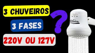 Como ligar 3 chuveiro no trifásico 127 ou 220V [upl. by Alejandra]