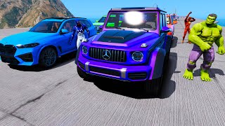 Stunt Parkour OffRoad Geländewagen G63 VS BMW X5M G95 Hulk VS Spiderman Cosmic GTAV Superheroes mod [upl. by Raycher]