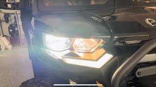 24 Can Am Defender Lonestar Beamtech H11 LED install [upl. by Seravart165]