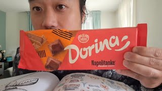 ASMR EATING SOUNDS  DORINA NAPOLITANKE CHOCOLATE amp COLOURING [upl. by Brass221]