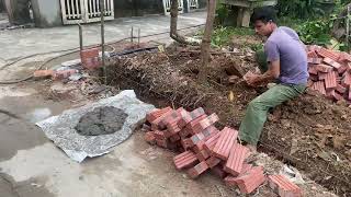 Construction of Land Boundary Wall  From digging the foundation to building [upl. by Isa]