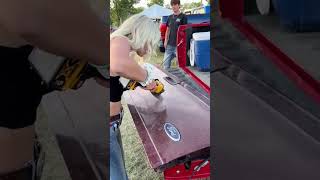 Signing a tail gate with an angle grinder [upl. by Lehmann]