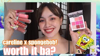 NEW SPONGEBOB x CARELINE Swatch and Review  WORTH IT BA  Miss Bea [upl. by Saree779]