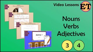 Nouns Verbs amp Adjectives  Video Lessons  EasyTeaching [upl. by Tibold]