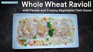 whole wheat ravioli recipe  ravioli recipe indian style vegetarian  healthy oats and paneer [upl. by Hainahpez]