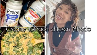 Creamy spinach chicken Alfredo HEALTHYISH amp delicious 😋 [upl. by Arin]