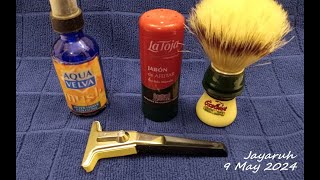 Shaving with the Gillette Techmatic and La Toja Shave Stick [upl. by Esened]