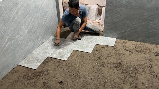 Techniques Construction Tile Bathroom Floor With Ceramic Tile You Must See [upl. by Mitman960]