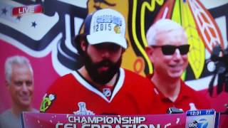 Corey Crawford Drops FBomb AGAIN at Stanley Cup Parade Celebration [upl. by Yror]