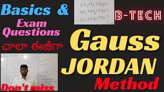 gauss Jordan methodbtechm1exam question amp basics btech btechmaths matrices gaussjordanmethod [upl. by Noelyn]