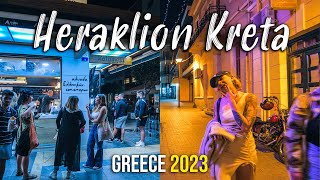 Heraklion Crete Kreta night walking tour in 4k Greece 2023 [upl. by Leake]