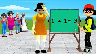 Scary Teacher 3D vs Squid Game Be a Wise Mathematician Choose the Correct Result 5 Times Challenge [upl. by Amik697]