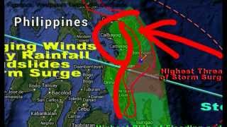 Violent Typhoon Haiyan Thur Night Update Near Landfall [upl. by Nemad184]