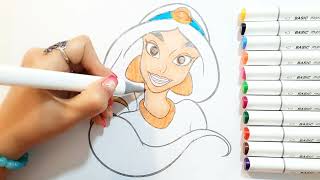 Jasmine with wheat or white face🤔🫰Coloring for children and toddlers🖌🪄 [upl. by Kisor]