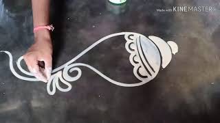 Very easy and innovative sankha alpona rangoli design Mukesh arts [upl. by Cordle]