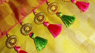 Kuchu design on saree  2 How to make saree kuchu [upl. by Reprah]