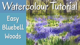 Bluebell Woods Landscape Step By Step Watercolour Tutorial  Lots Of Fun Techniques [upl. by Wye]