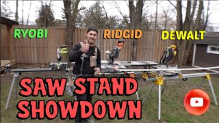 Mitre saw stand review amp comparison RYOBI  RIDGID  DEWALT [upl. by Ellebana]