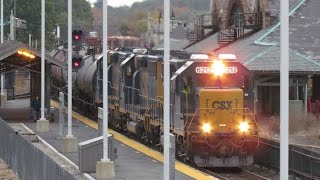 CSX B725 Through Framingham Station 745am [upl. by Emawk]