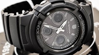 Casio GSHOCK AWGM100B1A REVIEW  How To Set Time  LIGHT DISPLAY [upl. by Erodavlas7]