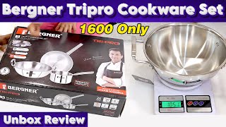 Bergner Tripro Cooker Set  Tamil  Unboxing  Review  Triply Stainless Steel [upl. by Otrebmuh]