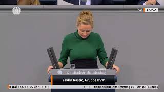 BSW Zaklin Nastic Bundestag 171024 Zum Bundeswehreinsatz im Irak [upl. by Durston617]