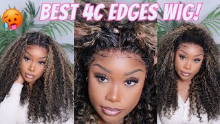 THIS IS CRAZY 🤯 🙌 BEST GLUELESS 4C EDGES WIG INSTALL  IT LOOKS SO NATURAL 🙌 x Hermosa Hair [upl. by Hgielrac]