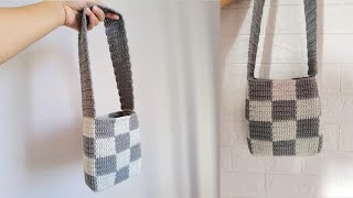 How to crochet checkered bag  pattern [upl. by Ossy607]