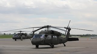 5 US Army Sikorsky UH60 Black Hawk Helicopters taking off from YYC  Calgary Alberta [upl. by Leod]