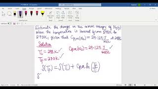 DETERMINE the CHANGE IN MOLAR ENTROPY after TEMPERATURE of a Gas decreases  PHYSICAL CHEM [upl. by Lener492]