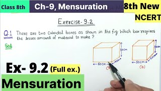 Class 8th Chapter 9 Mensuration exercise 92 full solved NCERT New Book  Ex 92 class 8 Maths cbse [upl. by Bilak]