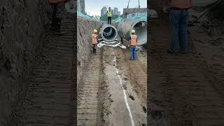 Installation process of super large sewer pipe [upl. by Ras]