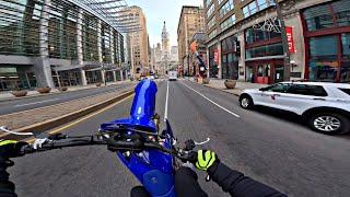 2023 YZ450F WHEELIES THROUGH THE CITY [upl. by Yecats]