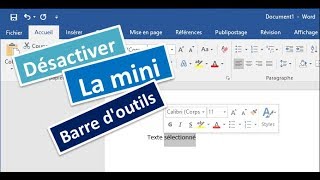 Comment Désactiver la mini barre doutils Dans Word [upl. by Starobin]