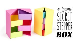 Origami Secret Stepper Box Tutorial  DIY  Paper Kawaii [upl. by Jaquiss]