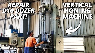 Machining and Vertical Honing a Caterpillar Dozer track adjuster cylinder  Part 1 [upl. by Lester285]