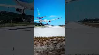 TUI Boeing 737 speedy low landing on runway [upl. by Odraode476]