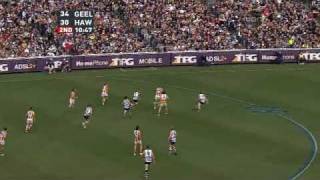 AFL 2010 Round 15 Geelong v Hawthorn  Varcoe Runs Buddy Down [upl. by Tandi]