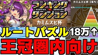 【ランダン】ルートパズルで18万点超え！王冠圏内向け！ランキングダンジョンカミムスビ杯180008点01％代用＆立ち回り解説！【パズドラ】 [upl. by Oicneconi]