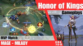 Honor of Kings  Milady MVP Match  7 Kills 14 Assist [upl. by Roby154]