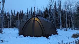 SubZero Hot Tent Winter Camping in Wilderness [upl. by Hamirak]