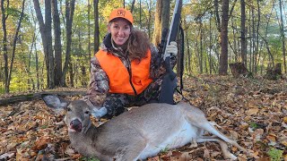 Gabrielles Doe Recovery  CVA Wolf Inline Muzzleloader [upl. by Ahsercal416]