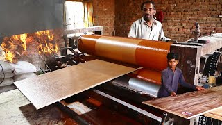 How plywood is made in the Factory amp how Paste laminate on chipboard [upl. by Inness]