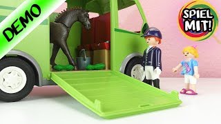 Playmobil Pferdetransporter NEU Pferde Film mit Hannah Vogel  Aufbauen  Demo  Spiel mit mir [upl. by Gettings]