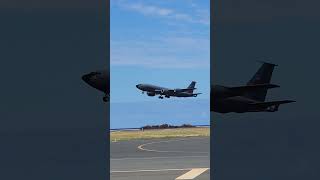 US Air Force KC135 takeoff from Hickam Air Base Honolulu Airport Hawaii kc135 [upl. by Ama]