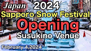 2024 Sapporo Snow FestivalSusukino VenueOpeningFebruary 42024Japan [upl. by Lathrope249]