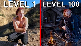 Level 1 vs Level 100 Survivalist SOLO OVERNIGHT SURVIVAL [upl. by Atilal699]